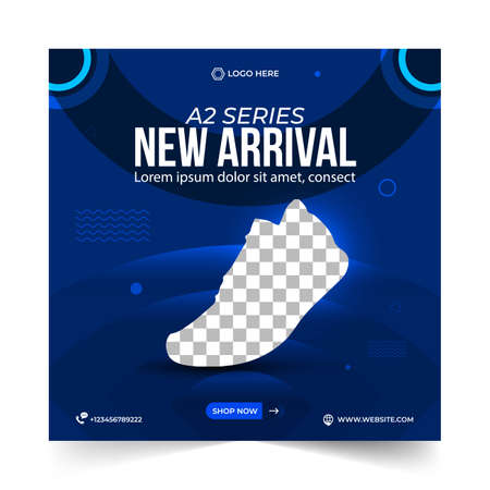 Shoe ad Banner Design, Blue gradient colour, special sale offers social media post design for your digital marketing. Editable shoe social media banner, web ads banner templateのイラスト素材