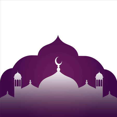 Mosque Minaret vector illustration, Silhouette, Islamic Ramadan Vector Background Flatのイラスト素材