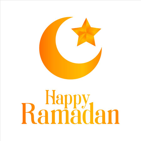 Ramadan mubarak background. Ramadan mubarak greeting card design with half moon vector illustration. Half moon vector illustration. Half moon illustration with golden color.のイラスト素材