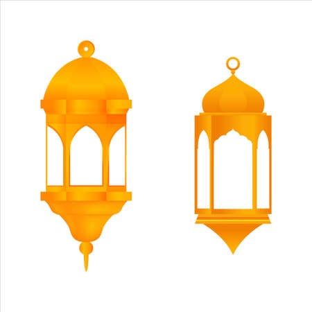 Ramadan lanterns illustration with white background, Islamic Ramadan lanterns design, Ramadan lanterns vector designのイラスト素材