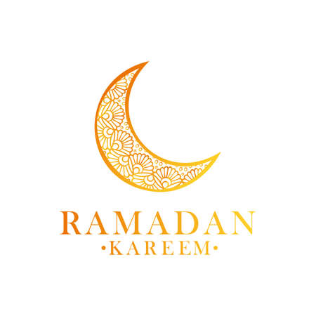 Ramadan Kareem cover, Ramadan Mubarak background, template design element, Vector illustration, Ramadan Kareem theme. Vector card with moon and lettering. Hand drew illustration with a crescent.のイラスト素材