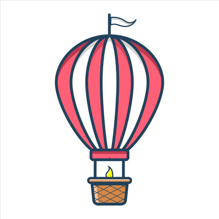 colorful silhouette of hot air balloon without contour and shading vector illustration, carnival balloon air flyingのイラスト素材