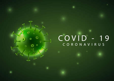 Covid-19 coronavirus background illustration, coronavirus green background, coronavirus on a green backgroundの写真素材