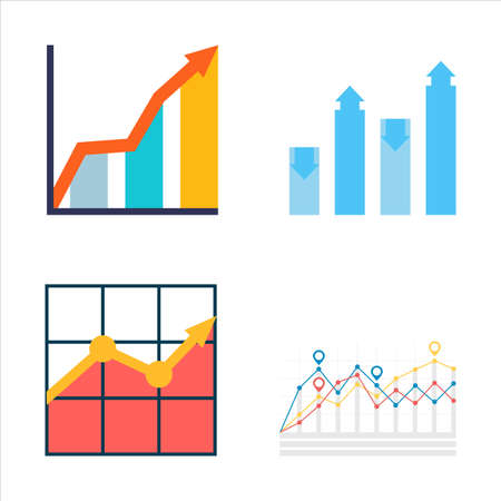 Infographic element design for business or presentation in a white background, Multi-colour Graph chart, Infographic illustration elements, Abstract business graph chart.のイラスト素材