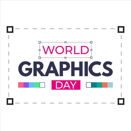 World Graphics Day Text effect with Pink and black shade, Standard vector illustration for Graphics Day with Multi-colour shade in a White background.のイラスト素材