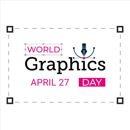 World Graphics Day April 27 text effect with pink colour shade for a card, poster, design. pink text effect, Digital illustration on a special day for Graphics with colourful and Standard font.のイラスト素材