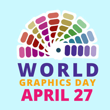 Creative illustration for World Graphics Day with Multi-colour Text effect in a White background, World Graphics Day special vector design for a poster with Multi-colour Shade.のイラスト素材