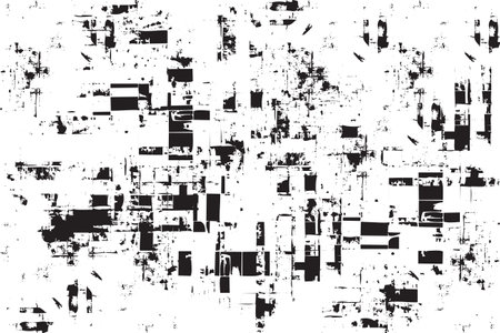 Monochrome texture vector with irregular graphic elements. Rusty wall texture and distressed grunge effect design for backgrounds. Metallic scratch and dust grunge effect with black and white colors.のイラスト素材