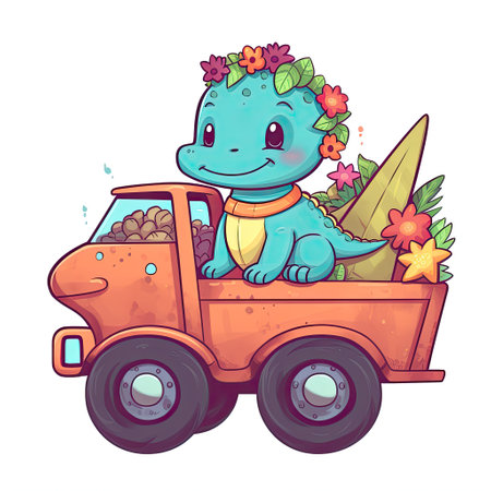 Cute baby dinosaur playing bundle design. Colorful baby dinosaur smiling. Beautiful baby dinosaur illustration for kids. Cute colorful dinosaur playing. AI-Generated.の素材