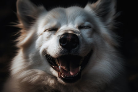 Siberian Husky dog closeup. Selective focus. Ai generatedの素材