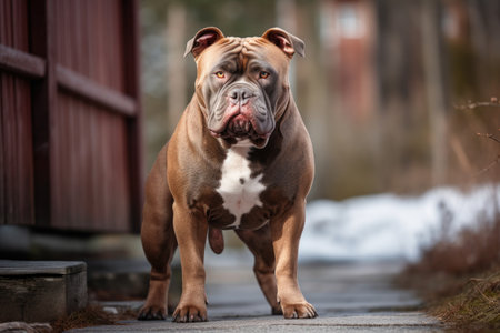 Portrait of a beautiful purebred dog photographed outdoors in the nature. AI Generatedの素材