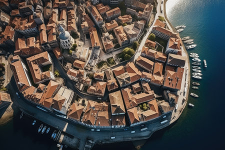 Aerial view of the old town of Dubrovnik, Croatia, Aerial view on the old town. Vacation and adventure. Town and sea, AI Generatedの素材