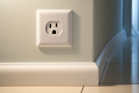 Electrical outlet on the wall in the room. 3d rendering, Electrical plug in outlet socket at home, AI Generatedの素材