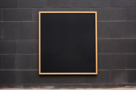 Blank blackboard on the wall, Mock up for adding your design, Black square signboard mockup outside of a building, AI Generatedの素材