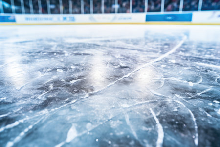 ice hockey sport background, close up of the ice on the rink, Close up of ice in hockey rink, AI Generatedの素材