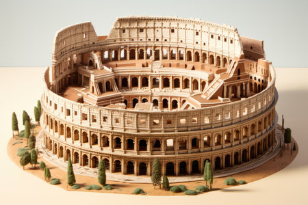 Ancient Roman Colosseum in Rome, Italy. Vintage style, Coliseum or Flavian Amphitheatre, AI Generatedの素材