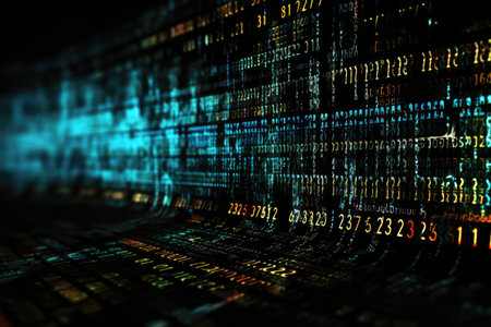 Programming code abstract technology background. 3d rendering abctract, Coding programming developing typing script source languages symbols project data showing in screen close up, AI Generatedの素材