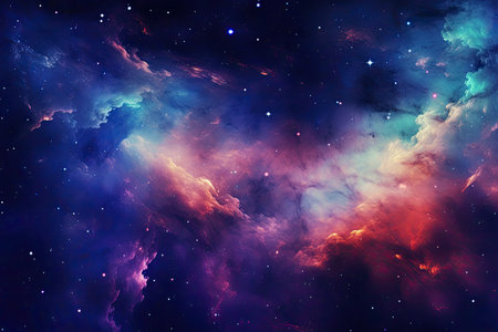 Star field in space a nebulae and a gas congestion, Colorful space galaxy cloud nebula. Stary night cosmos, AI Generatedの素材