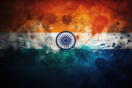 India grunge flag, India flag background. Indian flag with grunge texture, Indian flag Colors Tech Wallpaper, AI Generatedの素材