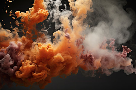 Colorful ink in water isolated on black background. Abstract background, large amount of smoke is taken with many options available in various graphic, AI Generatedの素材