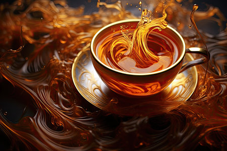 Photo for Cup of tea on abstract background. 3d illustration. Toned, Unveil the allure of coffee or tea through macro photography. capture mesmerizing patterns, swirls, and the comforting, AI Generated - Royalty Free Image