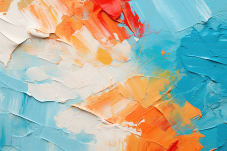 Painting close up of abstract colorful art brushstrokes as background, Oil paint texture with brush and palette knife strokes, AI Generatedの素材