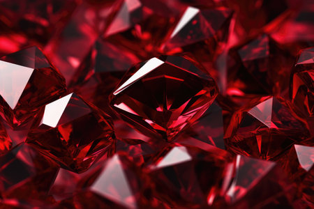 Red diamond background. 3d rendering, 3d illustration, Abstract background of red diamonds, AI Generatedの素材