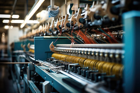 Production line of the textile factory. Textile industry. Industrial background, Closeup of a hand with car keys, buy car concept, AI Generatedの素材