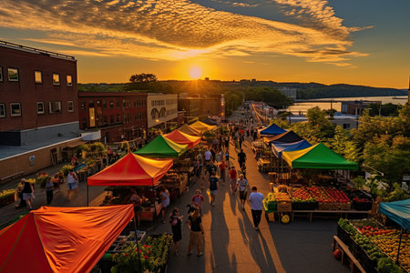 People visit Brooklyn Market in Brooklyn, New York. Brooklyn Market is one of the oldest markets in Brooklyn, AI Generatedの素材