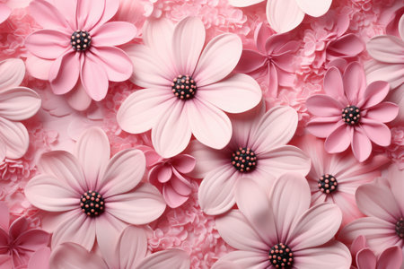 Beautiful pink flowers as background, top view. Floral design, Create a beautiful pink flowers background, AI Generatedの素材