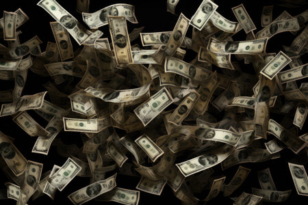 dollars in a pile as a background, closeup of photo, Dollars background, Dollar banknotes background, Money background, AI Generatedの素材