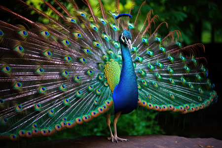 Beautiful peacock in the park at Bang Pu beach, Thailand, AI Generatedの素材