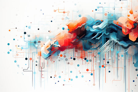 Abstract technology background. Vector illustration. Clip-art. Eps 10, Bits of algorithm forming an abstract artwork, AI Generatedの素材