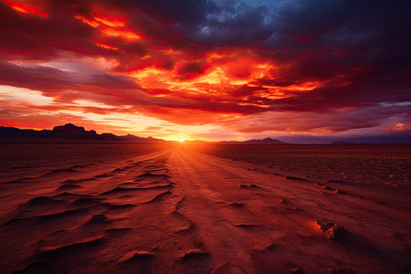 Fiery sunset over Monument Valley, Arizona, United States of America, AI Generatedの素材