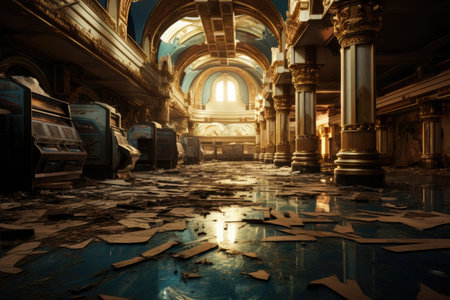 Interior of St. Petersburg Cathedral, Russia. 3D rendering, Luxurious deserted casino, AI Generatedの素材