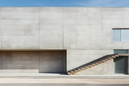 Modern architecture, detail of a modern building, urban abstract background, Modern architecture featuring an empty concrete wall, AI Generatedの素材