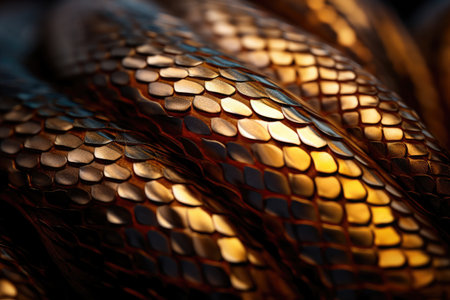 A highly detailed close-up image showcasing the intricate pattern found on a snakes skin., A smooth and flexible texture of a snake's skin, AI Generatedの素材