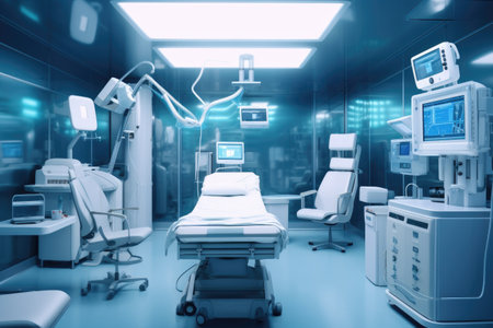 Interior of modern operating room with surgery equipment. 3d rendering, AI Generatedの素材