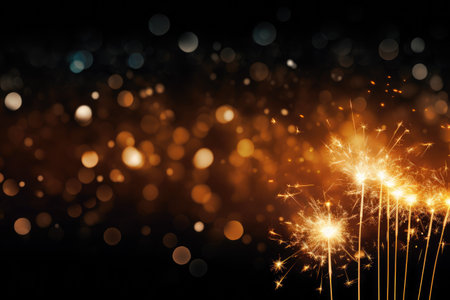 Burning sparkler on bokeh background for New Year and Christmas, Sparkler New Year background, AI Generatedの素材