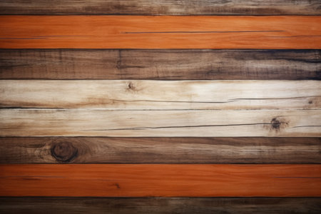 A detailed view of a wooden wall constructed using boards, showcasing its natural texture and features, India flag on wood texture background concept, AI Generatedの素材