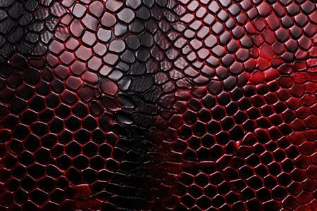 A detailed photograph capturing the intricate pattern of a snakes skin up close, Red and black exotic snake skin pattern, AI Generatedの素材