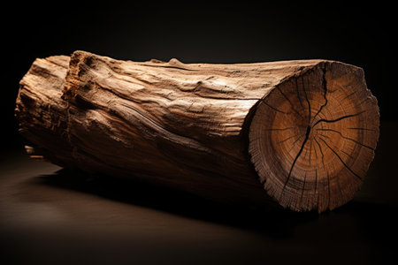 A detailed close-up photograph capturing the intricate texture and grain of a piece of wood, The rigid and hard texture of a wood log, AI Generatedの素材
