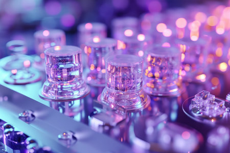 A detailed photograph capturing multiple varieties of glass up close, A microscopic view of nanobot technology, AI Generatedの素材