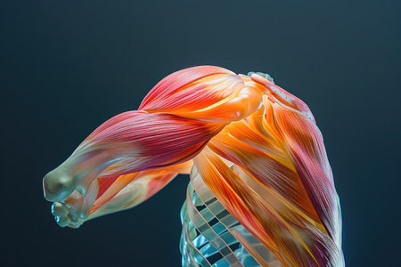 Close-Up of Horse Muscles, Detailed View of Equine Anatomy, An artful representation of a dislocated shoulder, AI Generatedの素材