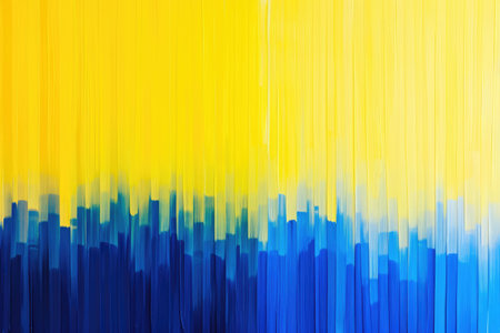 A captivating artwork showcasing a dynamic arrangement of blue and yellow lines on a bright yellow backdrop, A chromatic gradient moving from a sunny yellow to midnight blue, AI Generatedの素材