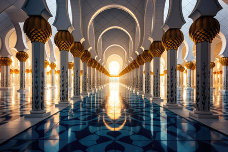 Sheikh Zayed Grand Mosque in Abu Dhabi, United Arab Emirates, Sheikh Zayed Grand Mosque in Abu Dhabi, AI Generatedの素材
