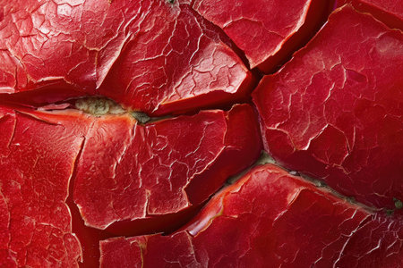 A detailed view of a ripe red apple, showcasing its vibrant color and texture, Macro view of a tomato's skin, AI Generatedの素材
