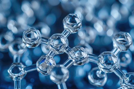 Close-Up of Glass Bead Structure Illuminated by Natural Light, Nanostructured catalysts enhancing chemical processes, AI Generatedの素材