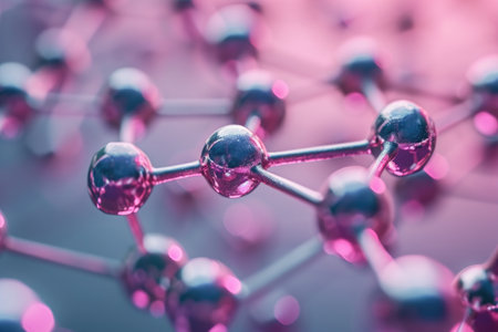 A close-up photograph capturing a bunch of pink balls arranged neatly in a bowl, Nanostructured catalysts enhancing chemical processes, AI Generatedの素材