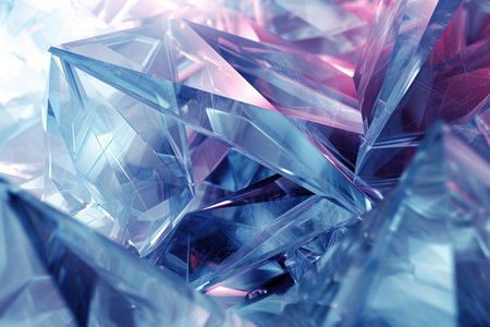 This photo captures a detailed close-up view of a bunch of crystals, showcasing their unique formation and vibrant colors, Abstract background resembling growing crystal structures, AI Generatedの素材